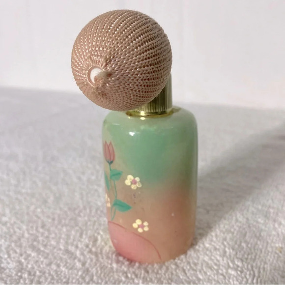 Vintage Pink Green Genuine Alabaster Perfume Atomizer Puff Sprayer Bottle - Picture 6 of 15